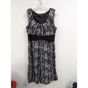 Perceptions Sleeveless Dress Black White Sz 14 Womens Flare